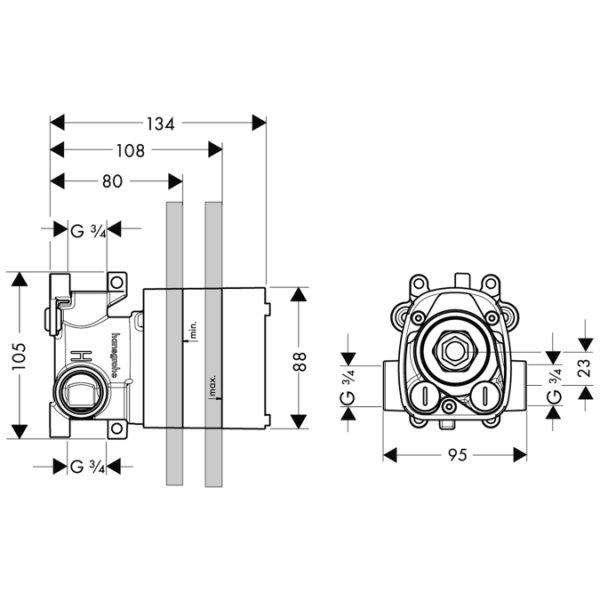 Axor Starck Základné teleso pre termostat pod omietku 12 × 12  10754180