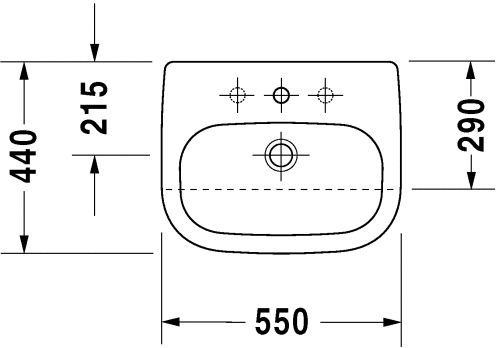 DURAVIT D-Code Polozápustné umývadlo 550 x 440, rôzne varianty
