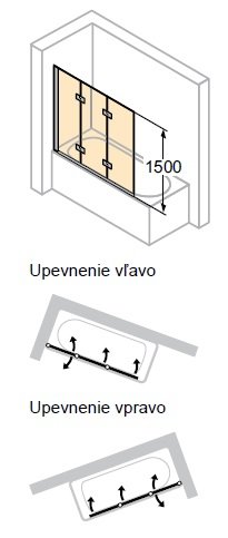 HÜPPE Design pure Vanová zástěna 3-dílná různé typy