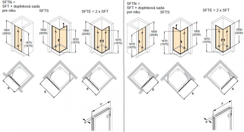 HÜPPE Design pure 4-úhelník Křídlové sklapovací dveře různé typy