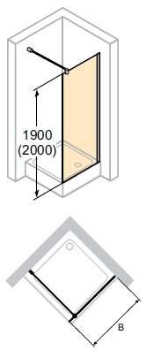 HÜPPE Design pure 4-úhelník Boční stěna pro lítací dveře různé typy