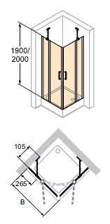 HUPPE Classics 2 4-úhelník Křídlové dveře s pevnými segmenty rohový vstup různé typy