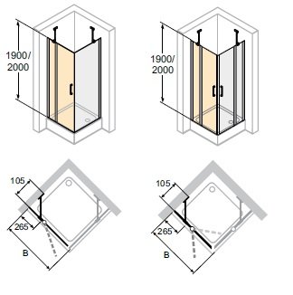 HUPPE Classics 2 4-úhelník Křídlové dveře s pevným segmentem pro boční stěnu / rohový vstup různé typy
