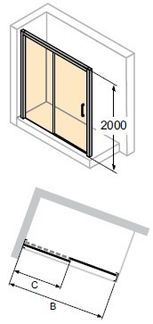 Huppe Classics 2 Posuvné dvere 1-dielne s pevným segmentom rôzne rozmery