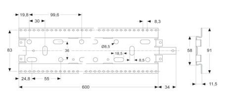 IDEAL Standard Archimodule Montážna lišta 600 mm Neutrál A1503NU