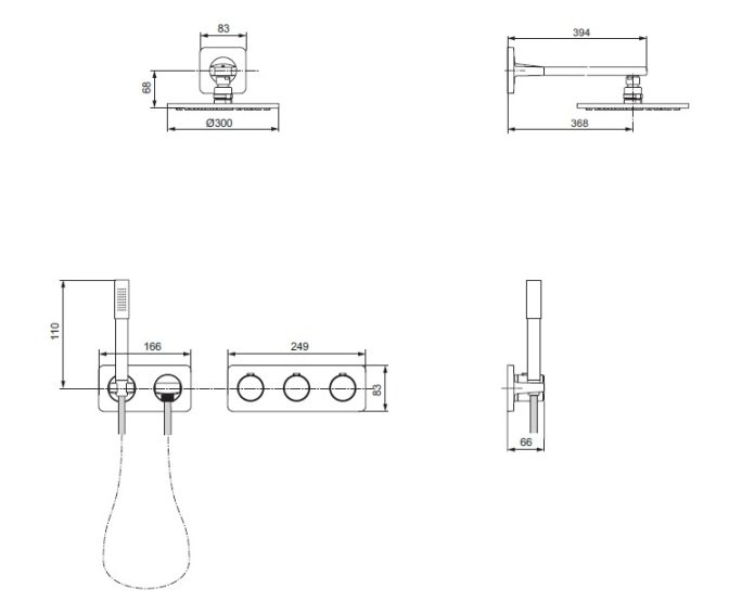 IDEAL Standard Archimodule Sprchový systém s hlavovou a ručnou sprchou bez sprchovej tyče(SOFT) Chróm A1549AA