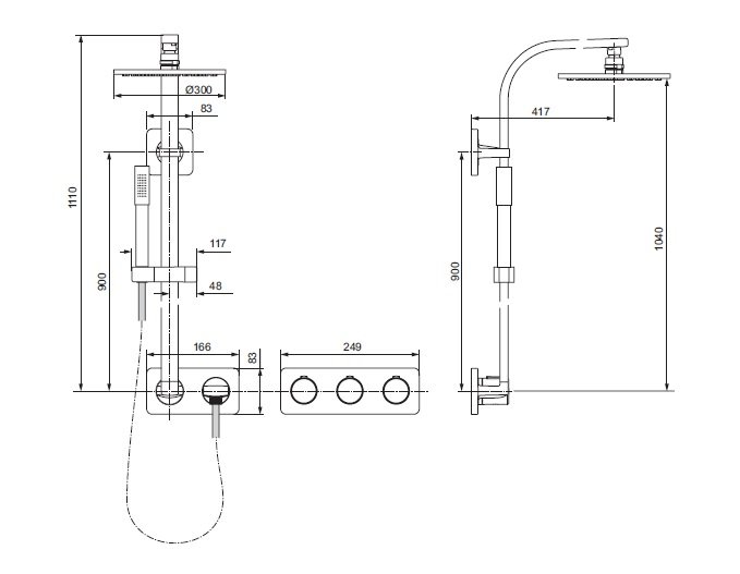 IDEAL Standard Archimodule Sprchový systém s hlavovou a ručnou sprchou i so sprchovou tyčou (SOFT) Chróm A1551AA