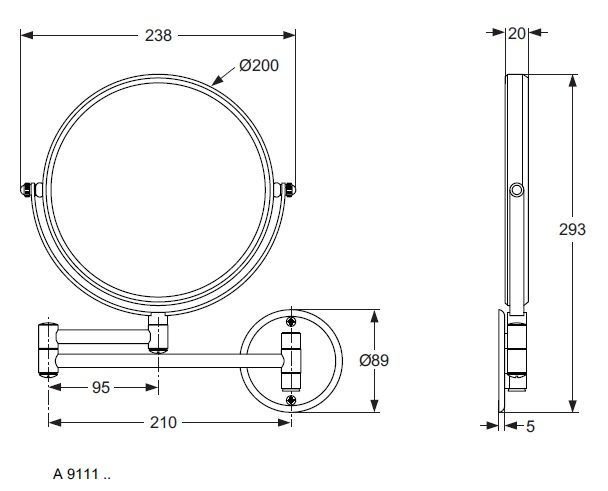 IDEAL Standard Kozmetické zrkadlo nerez ocel kartáčovaná A9111AA