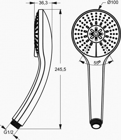 IDEAL Standard Idealrain 3-funkčná ručná sprcha M3 D100 mm Chróm B9403AA