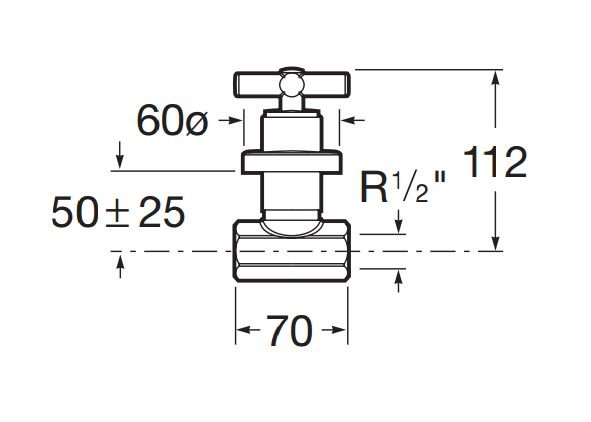 ROCA Loft chrom 75A1543C00 Uzavírací podomítkový ventil 1/2 "(A5A1543C00)
