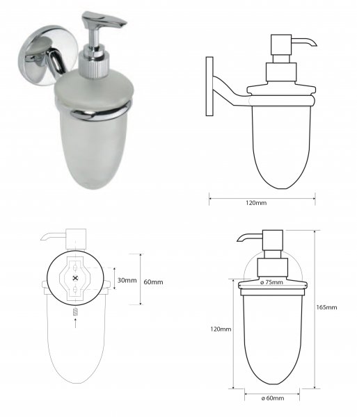 Bemeta ALFA Dávkovač tekutého mydla 75 x 165 x 120 mm, 200 ml, chróm 102408022