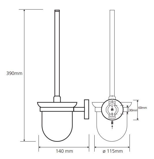 Bemeta ALFA WC kefa na zavesenie, miska sklo 115x390x140 mm, chróm 102413012