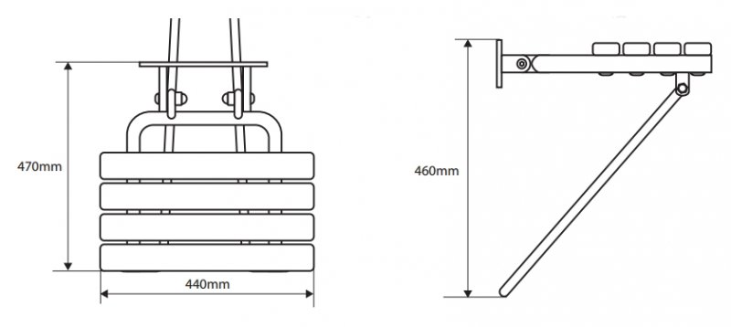 Bemeta HELP Sklopné sprchové sedátko s opernou nohou 440x460x470 mm, rôzne prevedenia