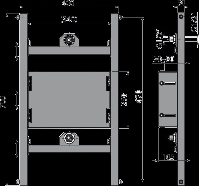 Alcadrain (Alcaplast) Montážny rám do sadrokartónovej konštrukcie pre podomietkovú batériu A117PB
