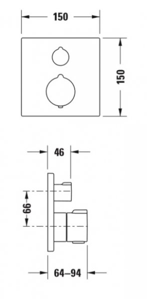 DURAVIT C.1 C1520001b Vanový termostat podomiektový 150 x 150 mm