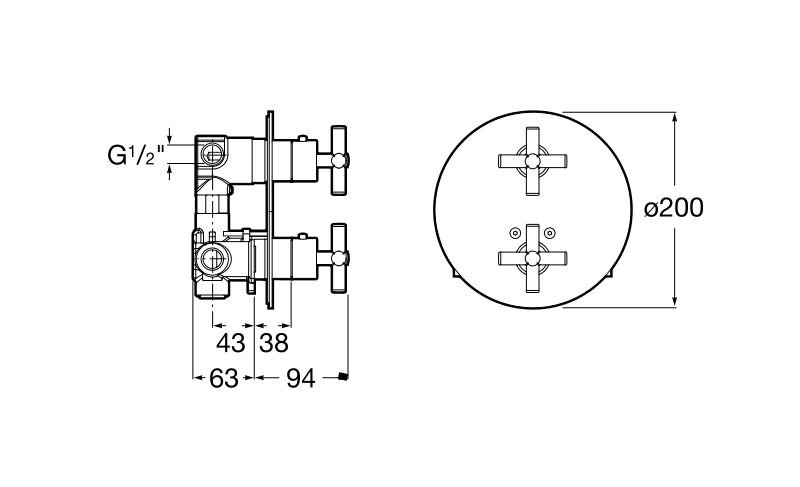 ROCA Loft chrom 75A0643C00 Vanová / sprchová termostatická podomítková baterie (A5A0643C00)