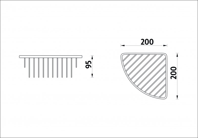 Nimco Drôtený program Drôtená rohová polička chróm, 200x200 mm BO 303N-26 (BO303N26)