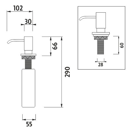 Nimco Dávkovač tekutého mydla priemer pumpy 30mm chróm UN 3031V-26 (UN3031V26)