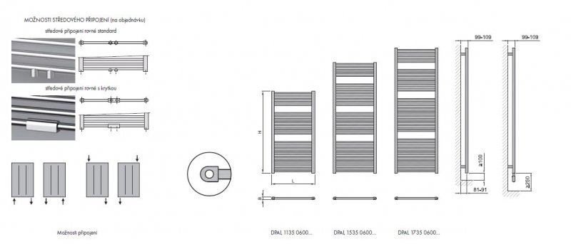 ISAN Palmyra Chrom Kúpeľňový designový radiátor rôzne prevedenia