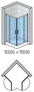 SanSwiss TOP line TED2G + TED2D Rohový vstup s dvoukřídlými dveřmi různé rozměry a provedení