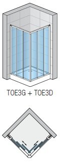 SanSwiss TOP line TOE3G + TOE3D Rohový vstup s třídílnými posuvnými dveřmi různé rozměry a provedení