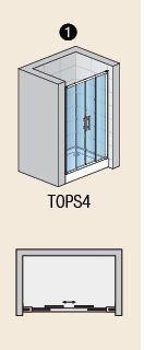 SanSwiss TOP line TOPS4 Dvoudílné posuvné dveře s 2 pevnými stěnami v rovině různé rozměry a provedení