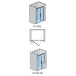 SanSwiss PUR PU31P Jednokrídlové dvere s pántom pri stene a s pevnou stenou v rovine s vyrovnávacím profilom chróm, rôzne rozmery a prevedenia