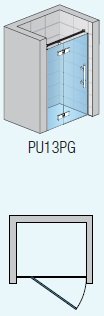 SanSwiss PUR PU13P Jednokrídlové dvere s pevnou stenou v rovine s vyrovnávacím profilom chróm, rôzne rozmery a prevedenia