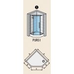 SanSwiss PUR PUR51 Jednokrídlové dvere pre päťuholník rôzne rozmery a prevedenia, chróm