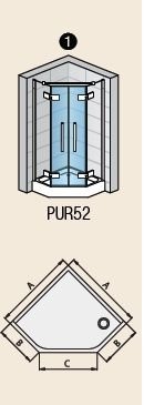 SanSwiss PUR PUR52 Dvojkrídlové dvere pre päťuholník rôzne rozmery a prevedenia, chróm