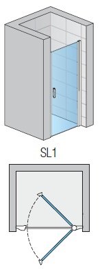 VÝPREDAJ SanSwiss SWING line SL1 Jednokrídlové dvere SL108005051, rozmer 770-795 mm, výška 1950 mm, aluchróm, Línie sklo