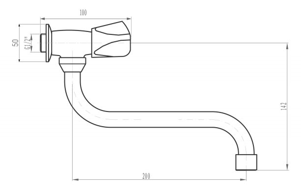 Sapho Nástenný ventil 1/2´´, otočná hubica, chróm ZY1812