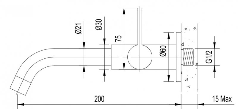 Sapho Nástenný ventil 1/2´´, chróm NV724