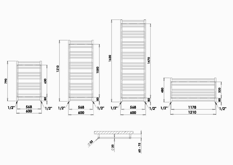 PMH Sorano Rovný kúpeľňový radiátor rôzne prevedenia