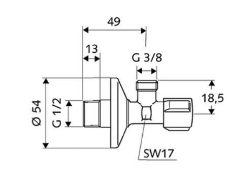 Schell COMFORT Rohový regulačný ventil 1/2"x3/8" bez matice chróm 052120699