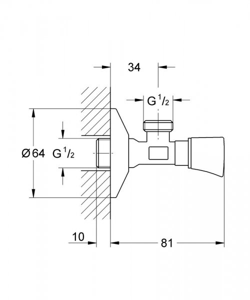 Grohe Angle valves neutral handle 22 011 00M Rohový ventil, DN 15 (2201100M)