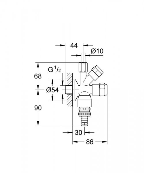 Grohe Eggemann Design-Handle Originálny WAS® kombi-rohový ventil DN 15 chróm 41082000 (41 082 000)