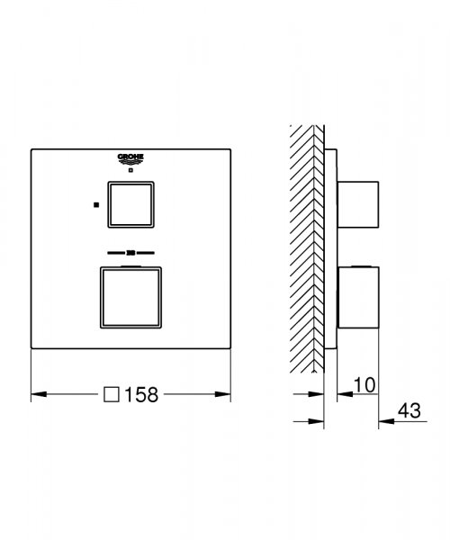 Grohe Grohtherm Cube Termostatická batéria pre 1 výstup s uzatváracím ventilom chróm 24153000 (24 153 000)
