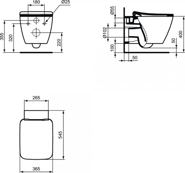 IDEAL Standard Strada II Závesné  WC s Aquablade rôzne prevedenia