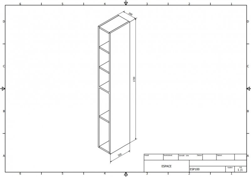 Sapho Espace Otvorená policová skrinka rôzne prevedenia, 20x172x32 cm