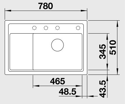 Blanco Drez ZENAR XL 6 S Compact -  s excentrom 780 x 510 mm, rôzne farby