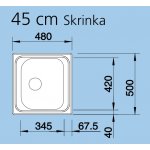 Blanco Drez TIPO 45 – sifón komplet rôzny vzhľad, 480 x 500 mm