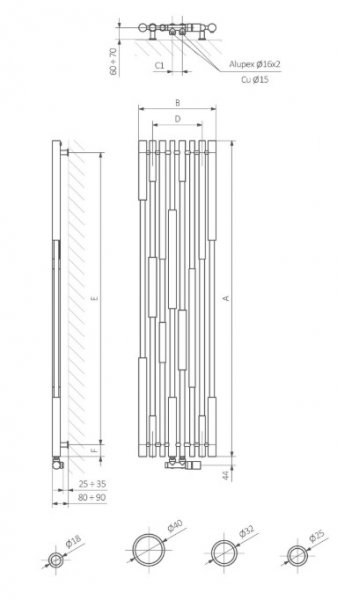 Terma Cane Kúpeľnový radiátor rôzne prevedenia