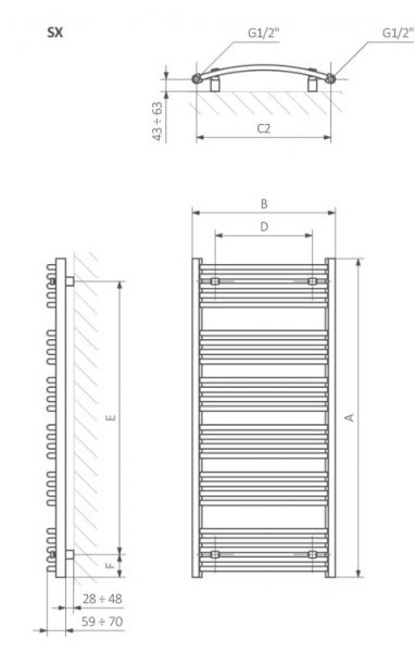 Terma Domi Kúpeľnový radiátor rôzne prevedenia