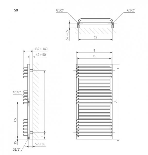 Terma POC 2 Kúpeľnový radiátor rôzne prevedenia