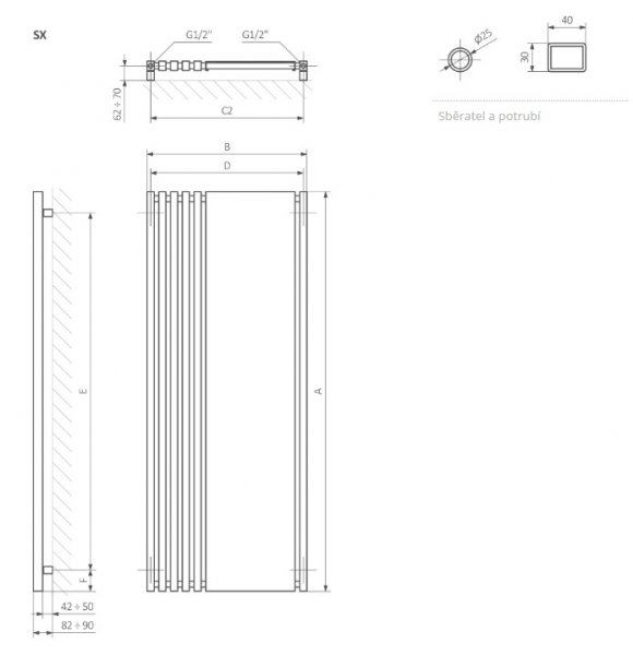 Terma Triga M Kúpeľnový radiátor so zrkadlom rôzne prevedenia