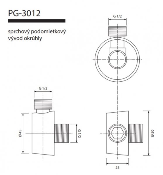 Aquatek PG3012 Sprchový podomítkový vývod kulatý PG3012