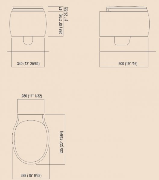 Agape PEAR 2 Závesné WC so sedátkom 38,8 x 52,5 x 25,5 cm ACER0897WZ