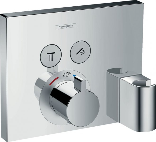 HANSGROHE ShowerSelect Termostatická batéria pod omietku pre 2 spotrebiče, s jednotkou Fixfit a držiakom chróm 15765000