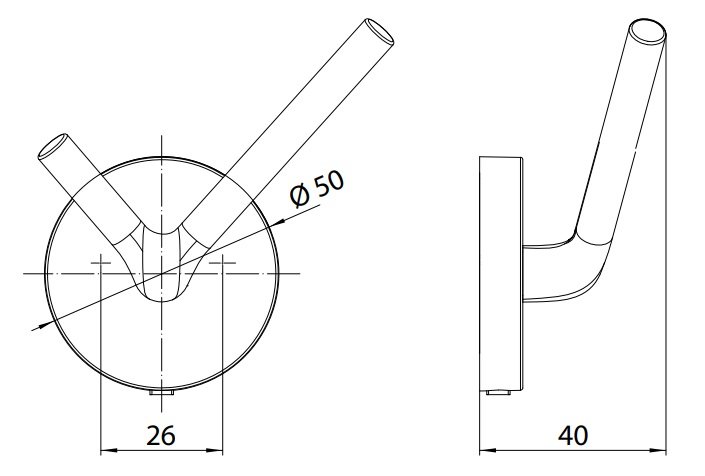Emco Round Háčik dvojitý rôzne prevedenia, 40 mm